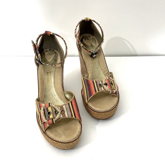 KENNETH COLE Wedge & Platform Multi-Color Ankle Strap Sandal - Picture 1 of 12